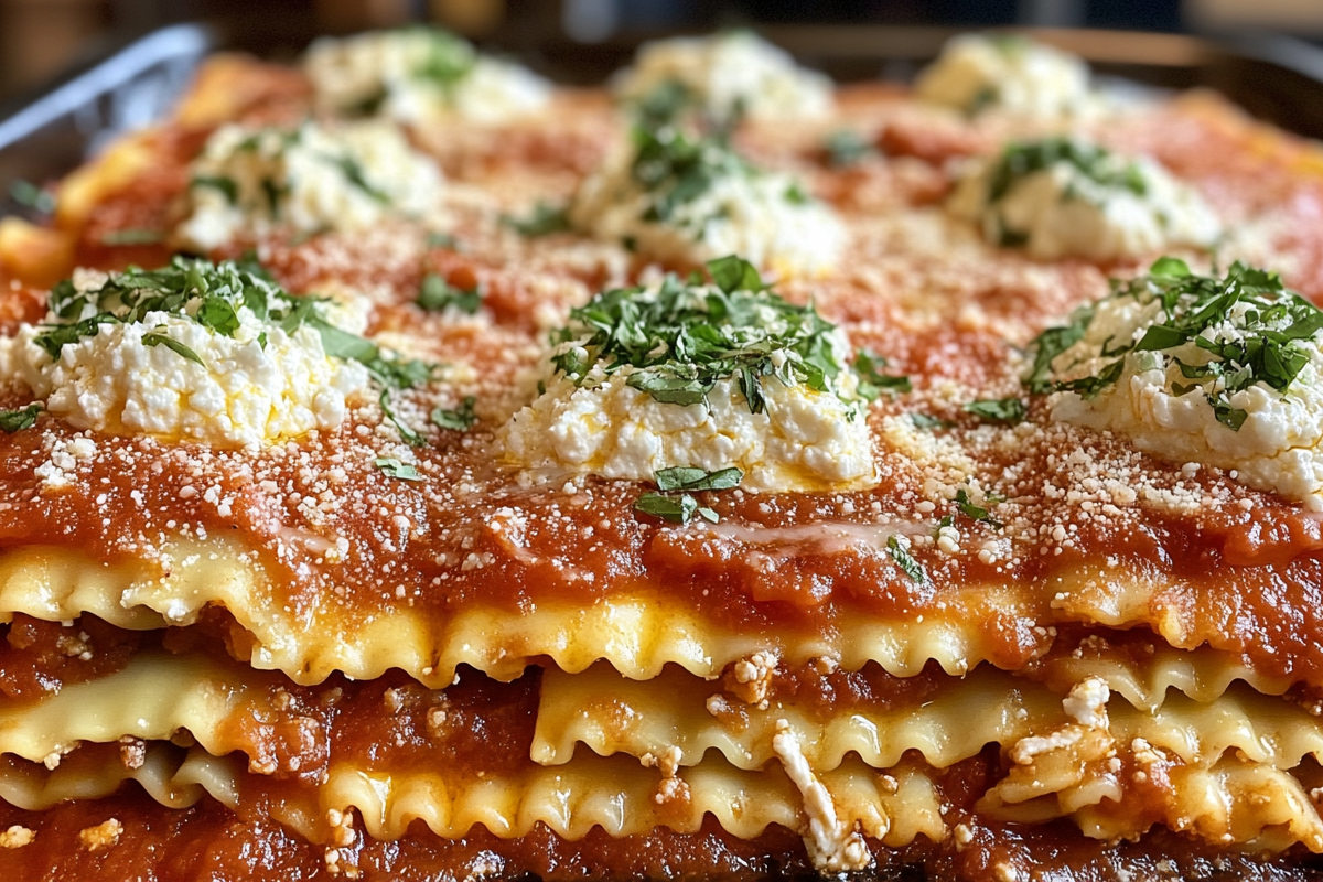 Soaking oven-ready lasagna noodles in water