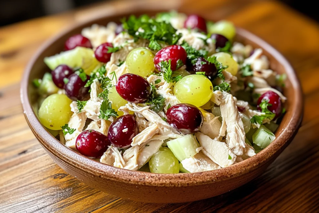 Homemade Chicken Salad Chick with creamy dressing and celery.