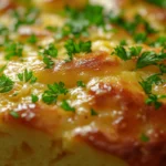 Freshly baked garlic bread with melted cheese and parsley.