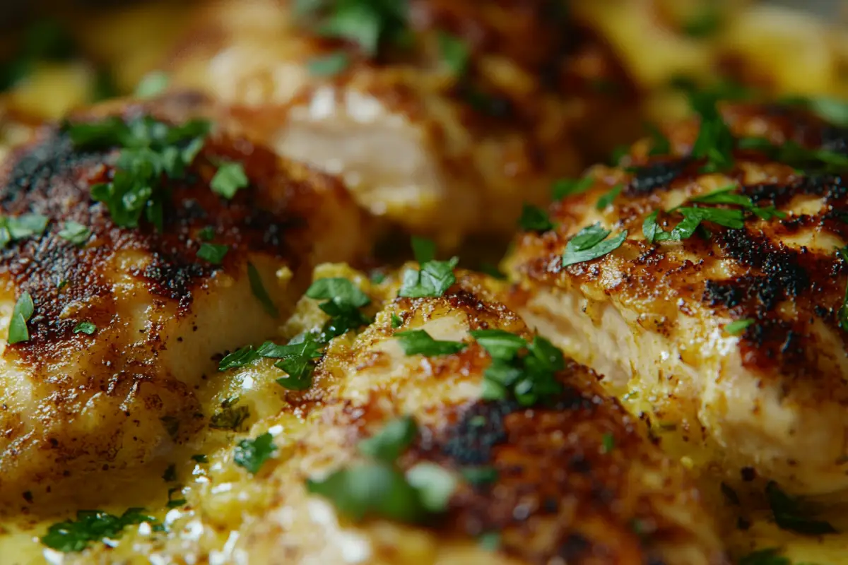 Jalapeño chicken dish in a skillet with cream sauce, garnished with cilantro.