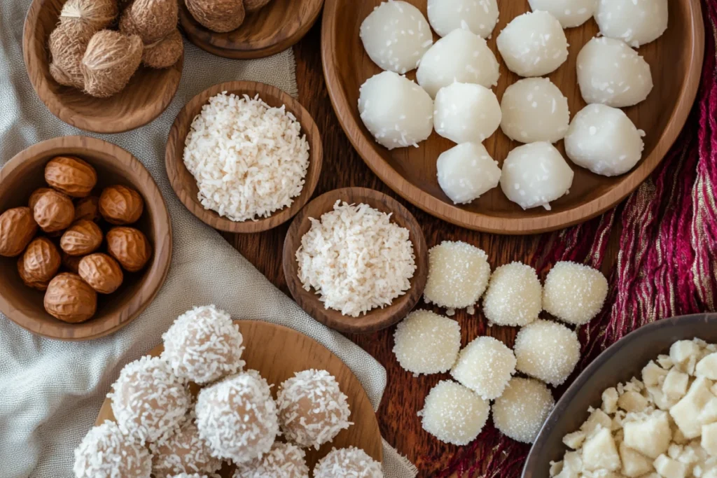 Assortment of traditional Mexican candies including tamarind, coconut, and peanut treats