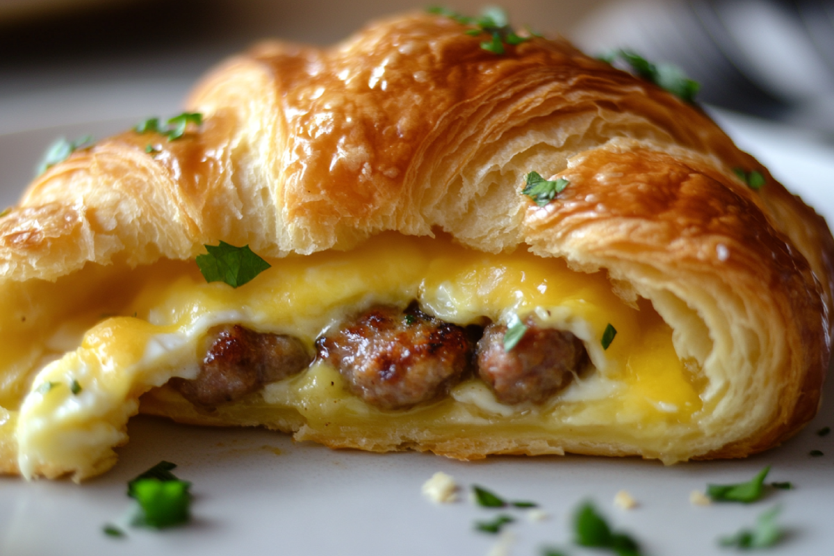 Sausage, egg, and cheese croissant