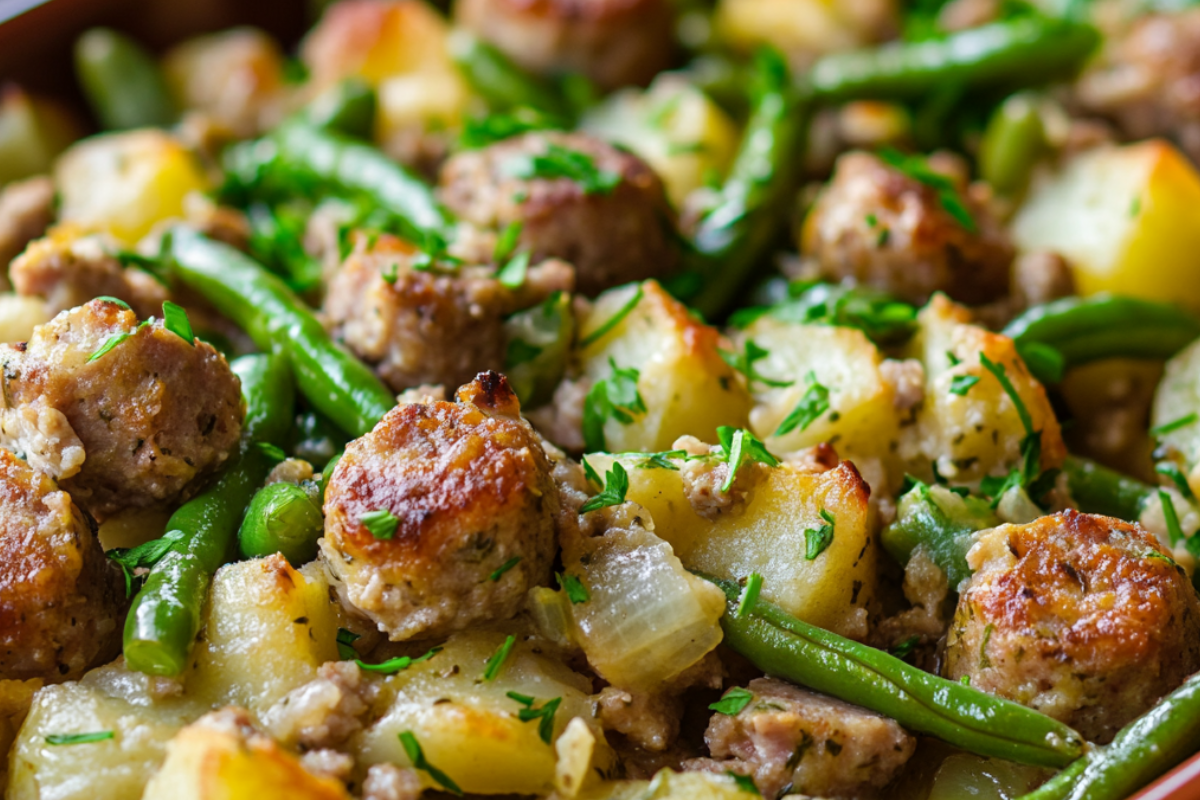 Sausage green bean potato casserole