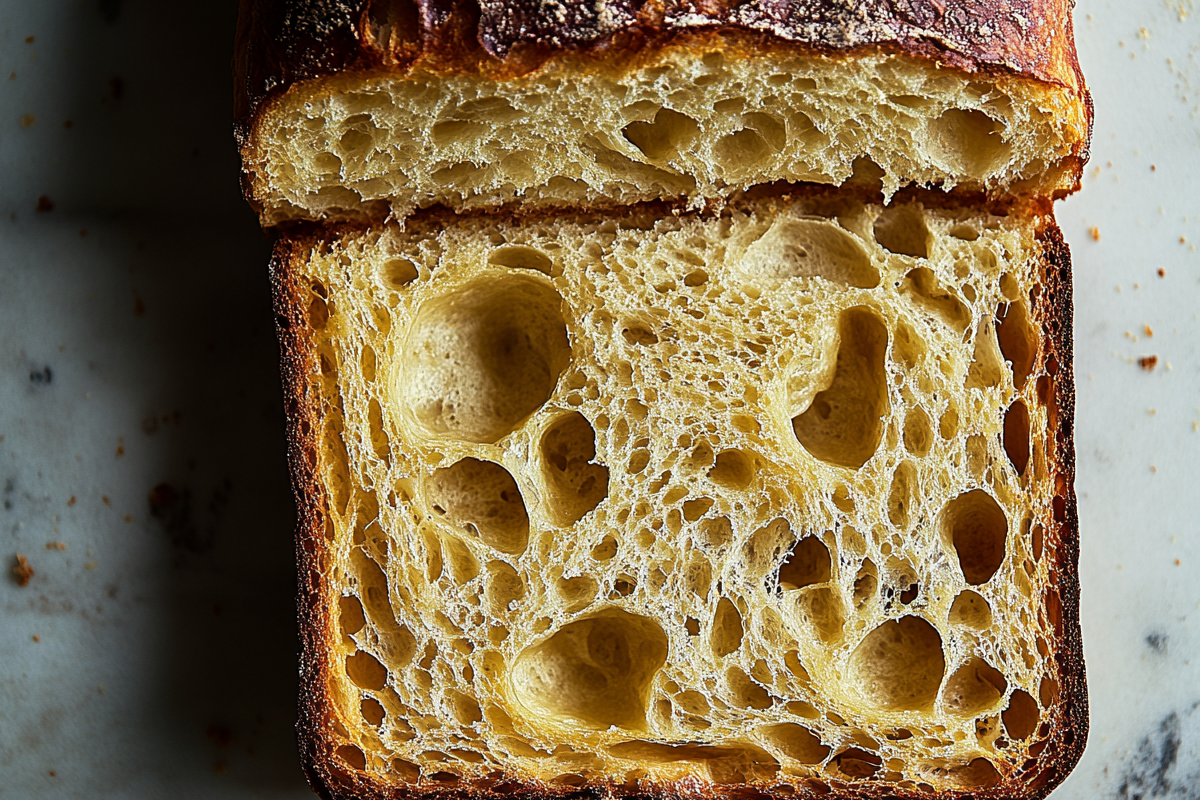 Sliced sourdough sandwich bread