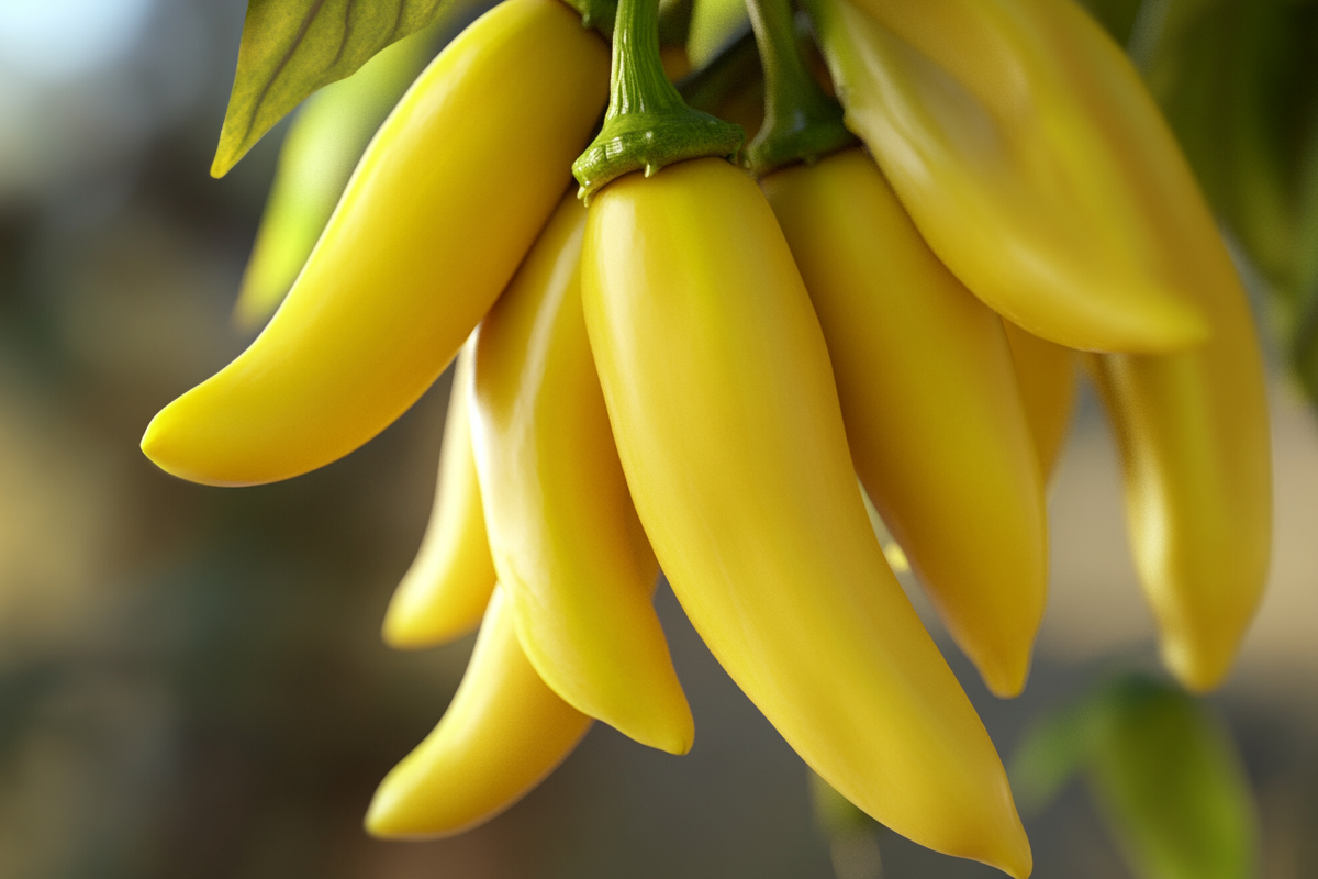 Fresh banana peppers .