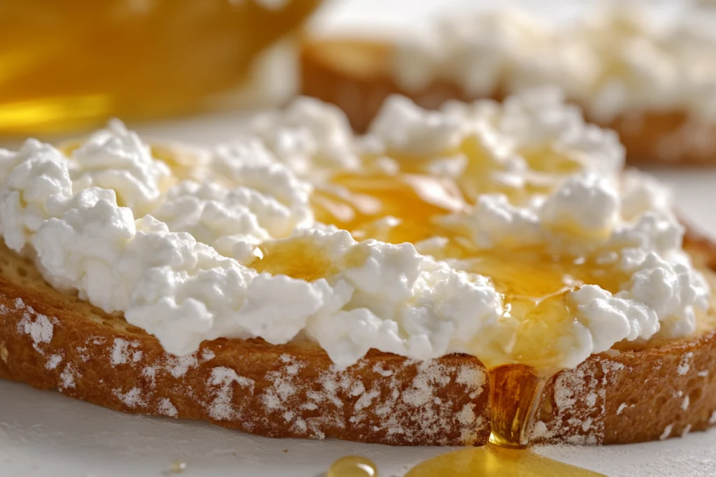 Cottage cheese toast with honey.