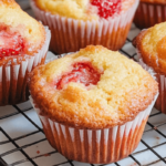 Golden strawberry muffins