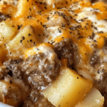 A down-home dish stacked with seasoned beef, tender potatoes, melty cheddar, and a creamy kick that’ll wrangle every appetite at the table!