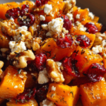 Caramelized Butternut Squash with Feta, Walnuts, and Cranberry-Honey Glaze
