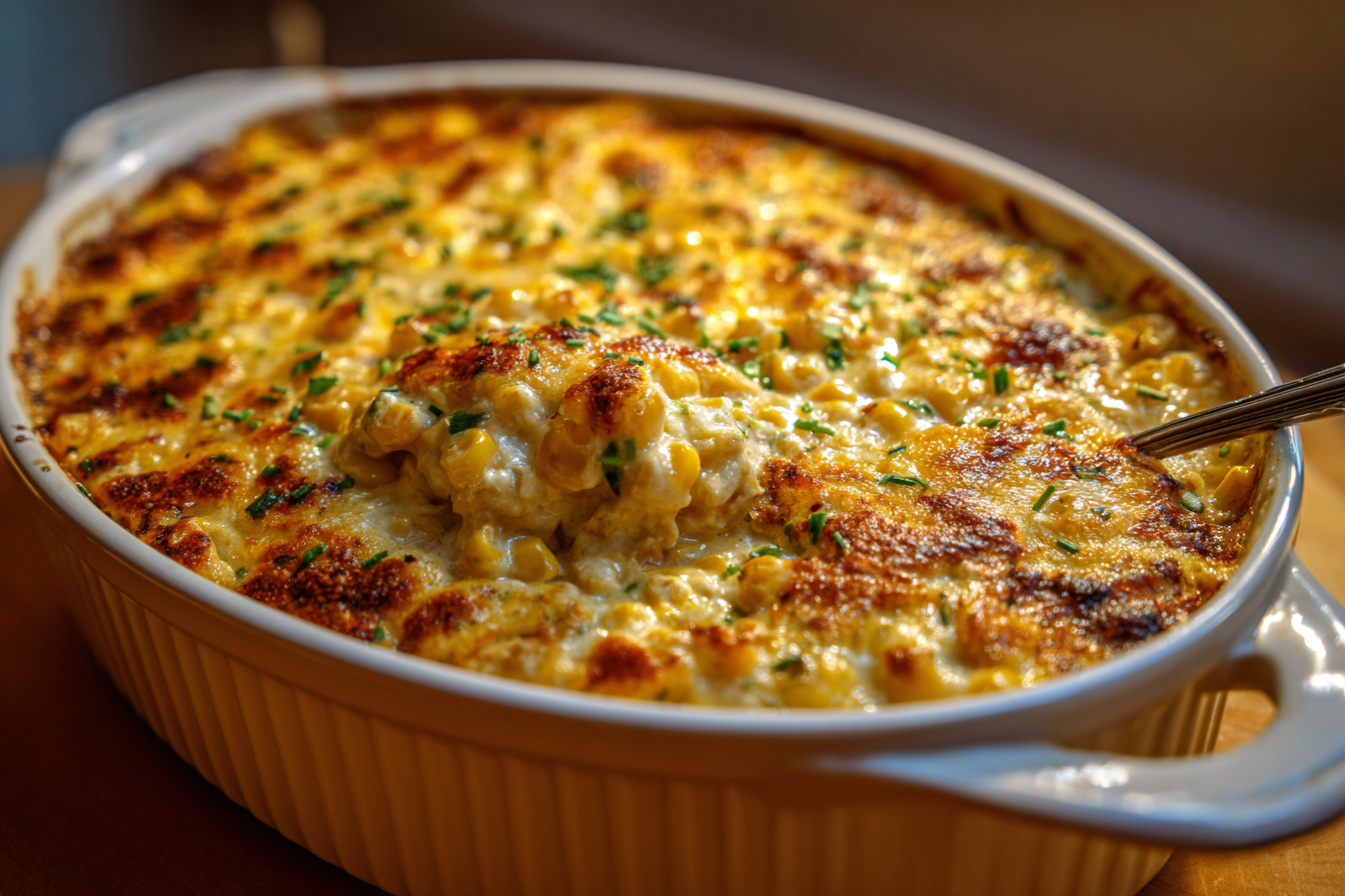 treet corn chicken mixture in a casserole dish before baking.